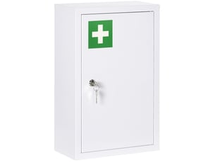 Armoire à médicaments murale 30 x 14 x 46 cm blanche en acier, verrouillable avec 3 compartiments