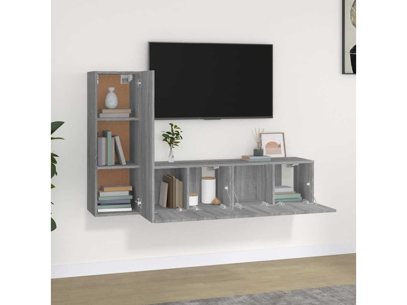  Ensemble de meubles tv 3 pcs sonoma gris bois d'ingénierie shl14556  - Conforama C