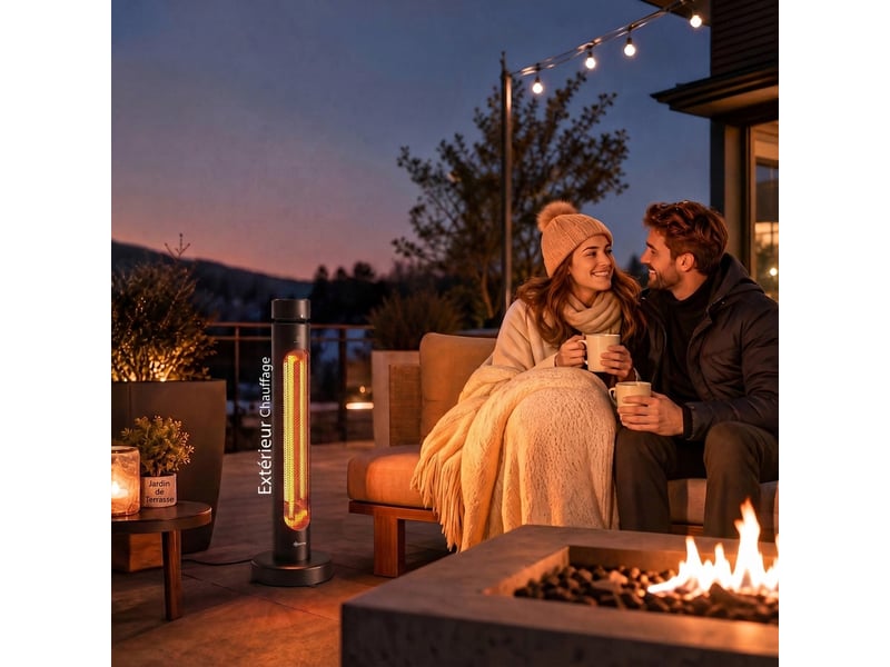 Chauffage de terrasse infrarouge 2000w oscillant avec télécommande et housse - Conforama B