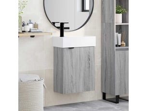 Meuble de rangement salle de bain avec robinet sonoma gris shl1328