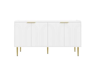 Buffet moderne minimaliste, 4 portes, pieds métalliques, meuble de rangement pour chambre et couloir, buffet de salon, blanc