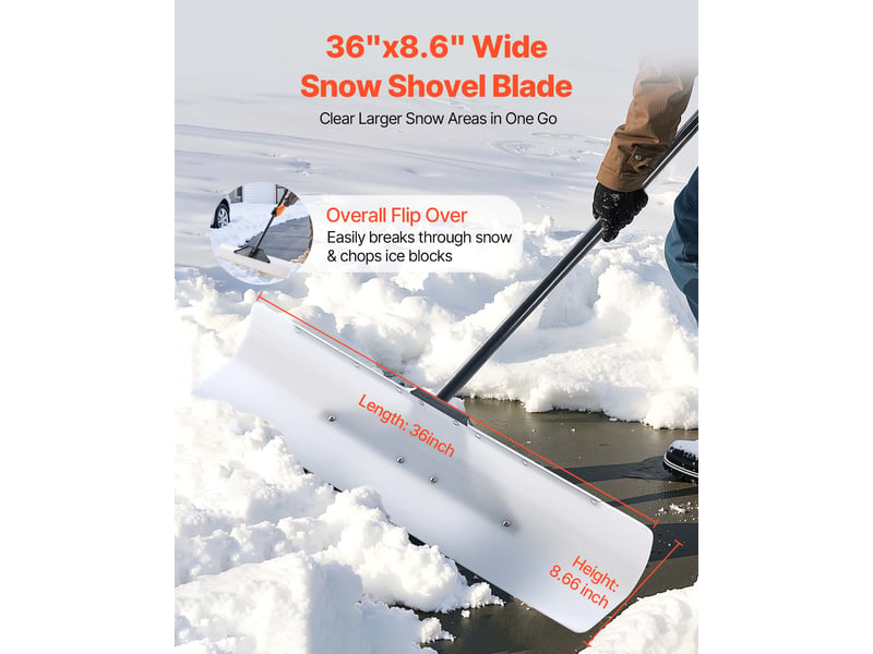  Vevor pelle a neige, 91,5 cm, poussoir a neige avec poignee ergonomique, lame en plastique pehd, pelle de deneigement a manche segmente, pousse-neige portable pour nettoyage allees escaliers trottoirs  - Conforama B