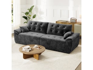 Canapé compressé modulable style nuage scandinave 275cm gris en chenille,mousse compressée haute densité,canapé doux pour salon