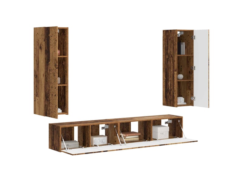  Ensemble meuble tv - banc tv - meuble de rangement 3 pcs bois ancien bois d'ingénierie  - Conforama C