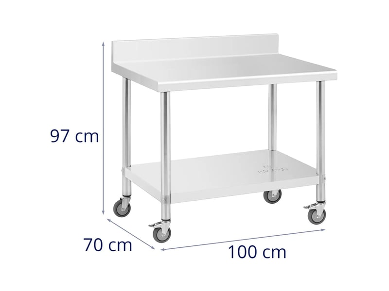 Table de travail en inox premium 70 x 100 cm 155 kg dosseret acier inoxydable argenté 14_0010024  - Conforama E