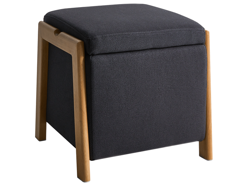 Pouf de rangement edland tissu 45 cm 43 cm noir  - Conforama A