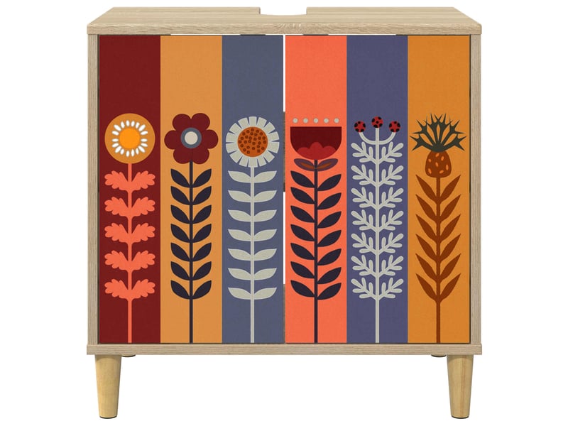  Armoire de salle de bain, meuble de rangement essen sonoma 60x40x60 cm  - Conforama E