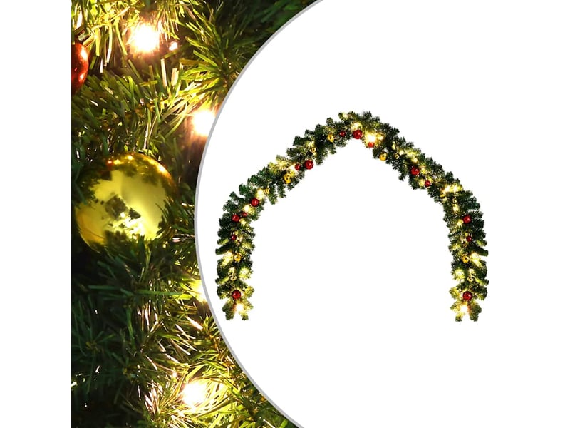  Guirlande de noël décorée avec boules et lumières led 10 m  - Conforama A