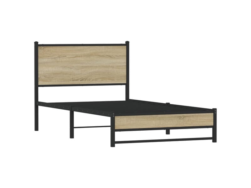  Lit simple- lit adulte -  cadre de lit en métal sans matelas chêne sonoma 100x200 cm  - Conforama B