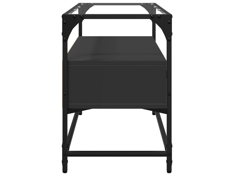  Meuble tv - banc tv - meuble de rangement et dessus en verre noir 80x35x51 cm bois d'ingénierie  - Conforama E