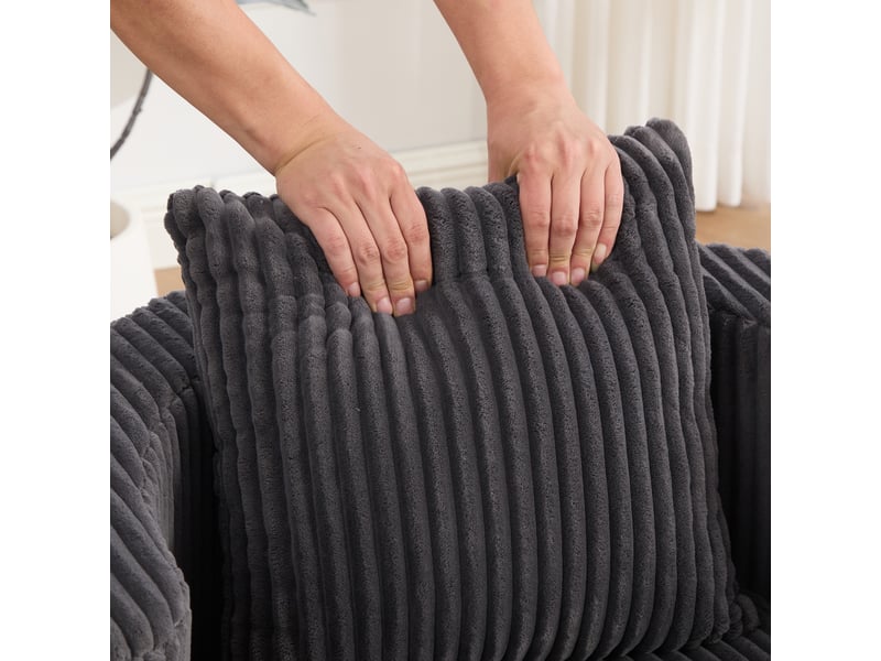  Fauteuil de loisirs pivotant 360° en velours côtelé, lot de 2, rangement sous assise pour salon et chambre  - Conforama D