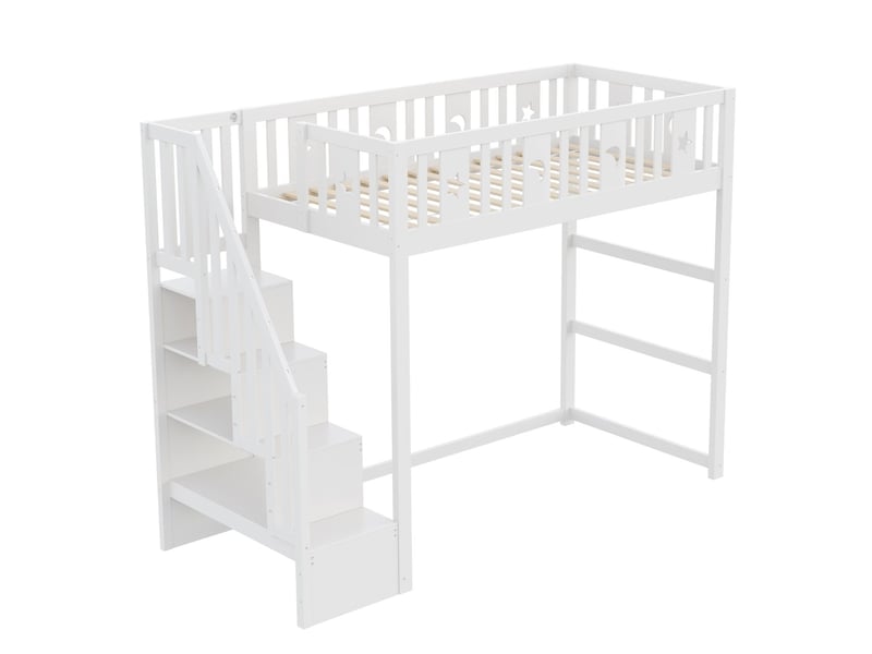 Lit superposé enfant 90x200, structure bois massif sécurité lit superposé, garde-corps sécurisé échelle  - Conforama A