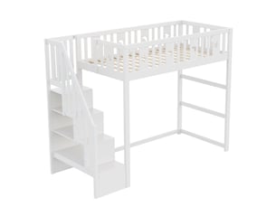 Lit mezzanine 90x200 cm SOGEU   coloris blanc