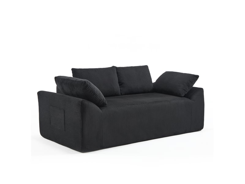  Canapé 2 places modenvie de sol en tissu noir 170 x 86 x 60 cm  - Conforama A