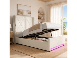 Lit coffre 90x200 cm <strong>MAISENTIEL</strong>  <strong></strong> coloris beige