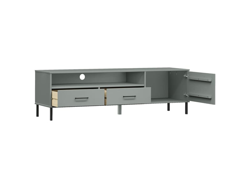  Meuble tv - banc tv - meuble de rangement avec pieds en métal gris bois de pin massif oslo  - Conforama E