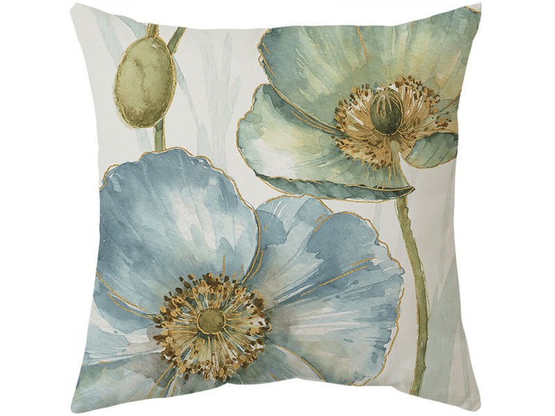  Housse de coussin extérieur 45 x 45 cm, lot de 4 housses de coussin imperméables motif floral jaune et bleu  - Conforama E