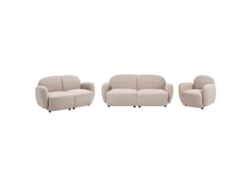  Ensemble de salon 6 places jule bouclé beige  - Conforama D