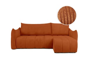 Canapé d'angle réversible convertible LOUNGITUDE LYSIA 3 places Velours côtelé Terracotta