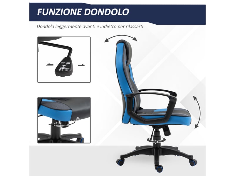  Chaise gaming ergonomique bicolore, fauteuil de bureau pivotant en similicuir  - Conforama R