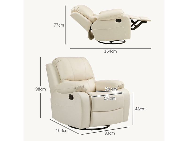  Fauteuil relax inclinable manuel avec repose-pieds, pivotant et basculant, ressorts ensachés,beige  - Conforama C