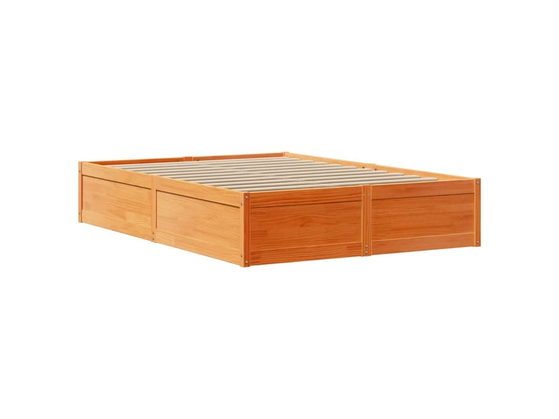  Lit double- lit adulte -  cadre de lit et tête de lit  marron 135x190 cm bois de pin  - Conforama D