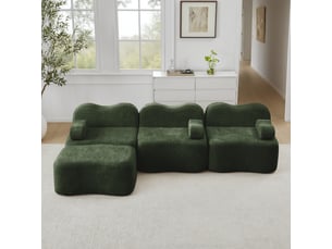 Canapé d'angle modulaire,288x167x70 cm,3 places avec ottoman,velours,vert