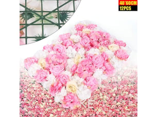Mur de fleurs artificielles, mur de roses 12 fleurs artificielles de mariage, rue, arrière-plan mural 40 x 60 cm pour mariage, fête, décoration de la maison, rose