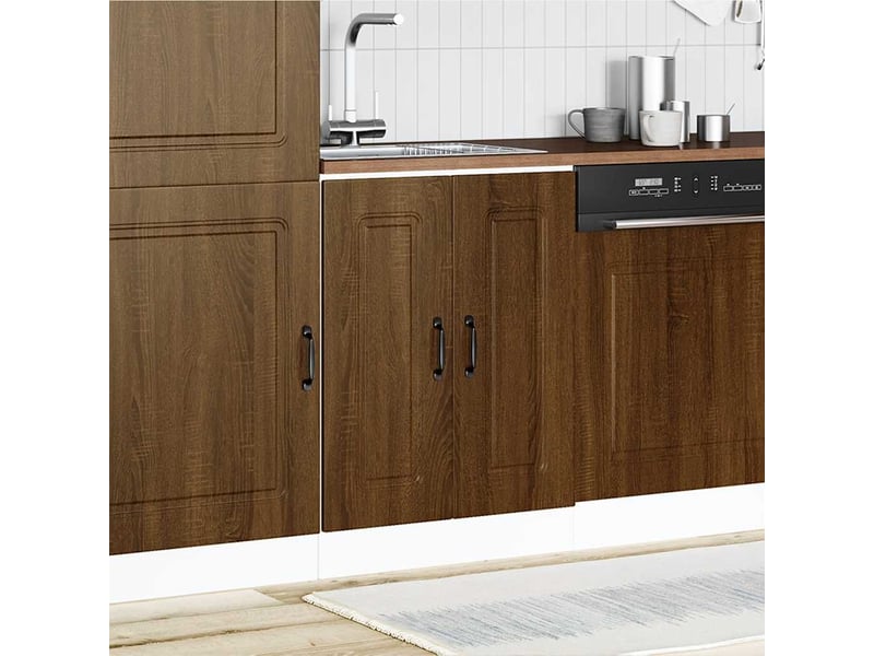  Meuble de cuisine, meuble bas pour évier kalmar chêne marron bois d'ingénierie  - Conforama C