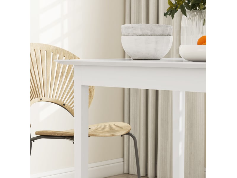  Table à manger carrée 75 x 75 cm – blanche – 2 personnes, style campagne pour petits espaces  - Conforama E