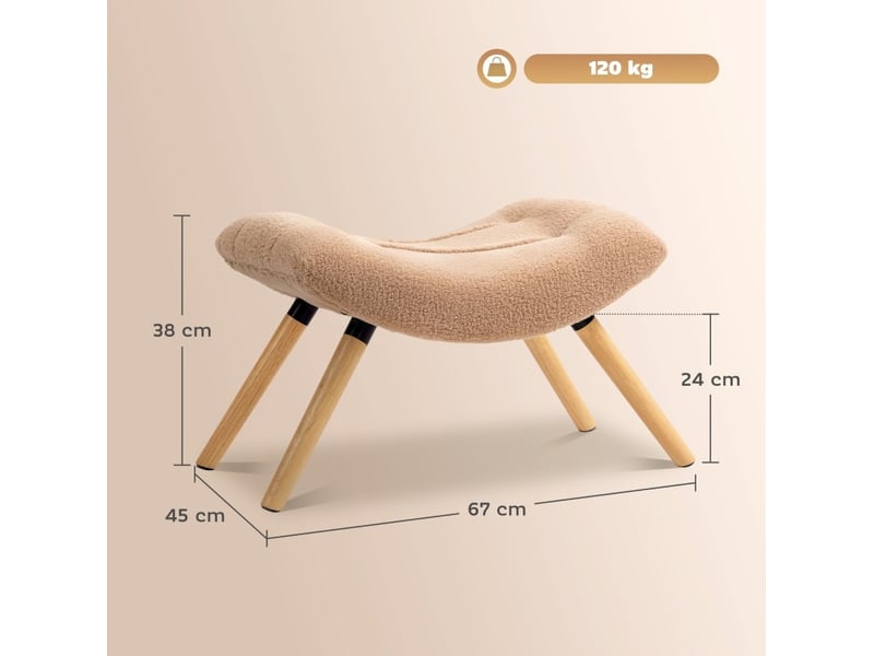  Pouf 67x45x38 cm design pieds en bois marron  - Conforama D