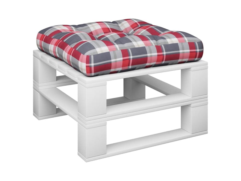 Coussin de palette, coussin de chaise, coussin de canapé carreaux rouges 58x58x10 cm tissu cf55329  - Conforama C