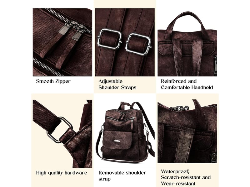  Sac à dos femme en cuir, petit format – imperméable, anti-vol, bandoulière pour ladies-café  - Conforama D