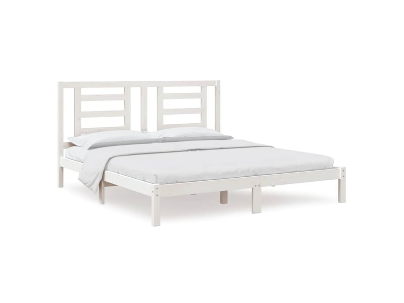  Lit double- lit adulte -  cadre de lit sans matelas blanc 180x200 cm bois massif  - Conforama A