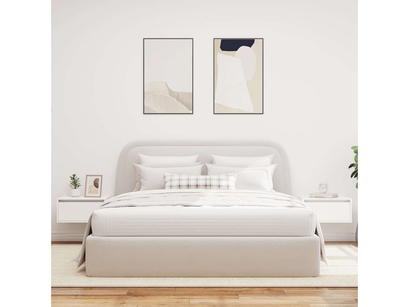  Lot de 2 tables de chevet - cabinet de chevet - table de nuit murales avec lumières led blanc  - Conforama C