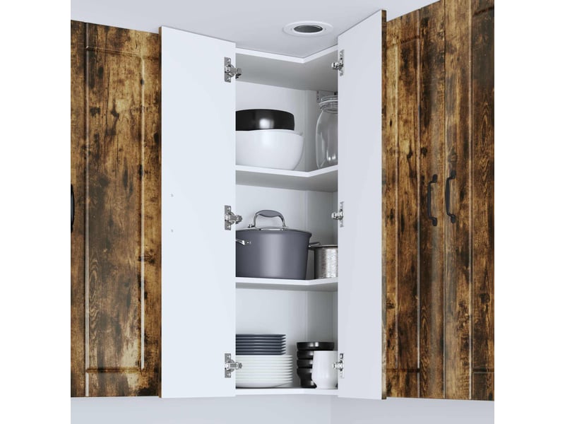  Meuble mural de cuisine, armoire d'angle cuisine lucca chêne fumé 57x57x100cm  - Conforama D