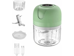 Mini hachoir à ail électrique sans fil, 250 ml – alimentation usb – 3 lames en acier inoxydable – peut être utilisé pour hacher les légumes et les fr