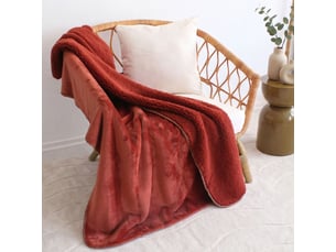 Plaid effet fourrure en flanelle sherlock 300 g,m² 125x150 cm – finition surjet - 125x150cm - terre cuite
