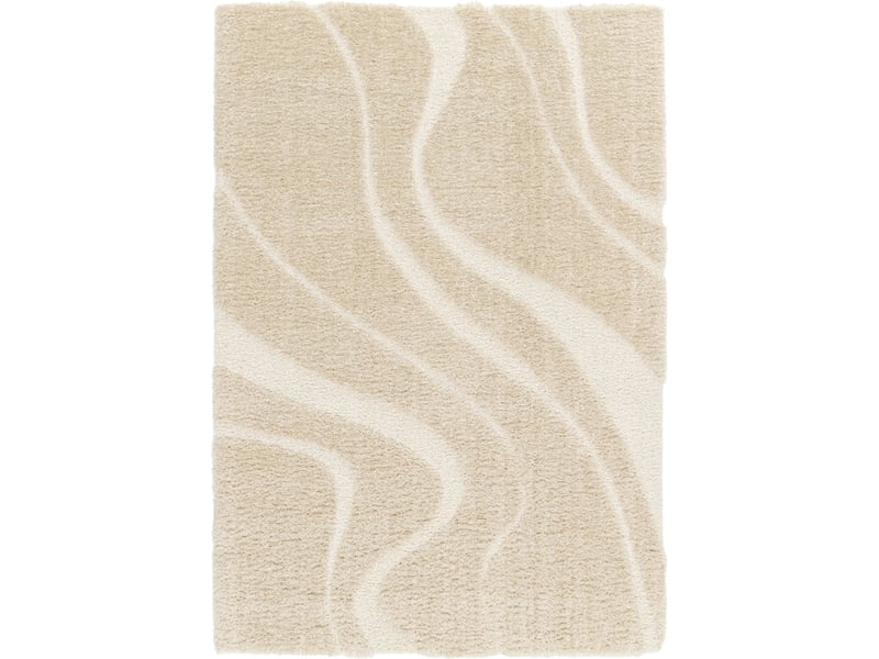  Tapis shaggy doux à relief graphique beige 120x170  - Conforama B