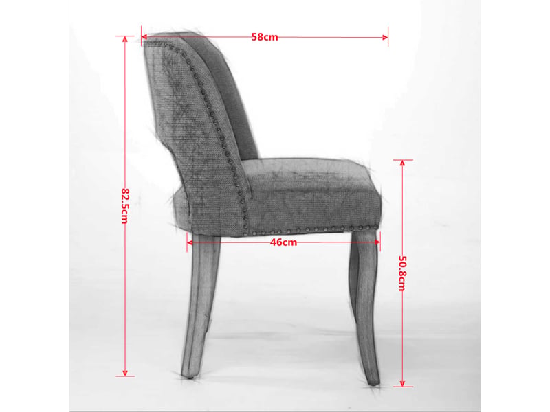  Lot de 2 chaises de salle à manger en tissu beige avec pieds en bois massif, style campagne chic  - Conforama E