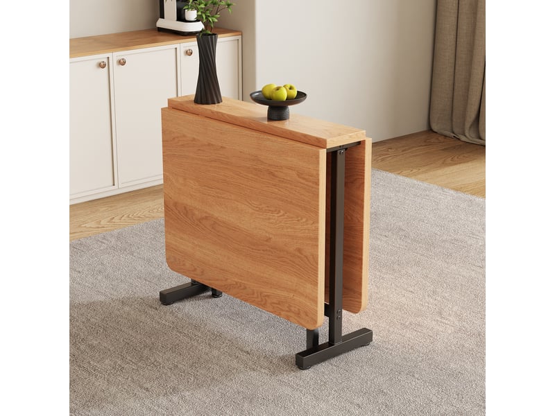 Table à manger extensible et pliante 120x80 cm, gain de place, structure en alliage haute résistance - bois naturel - Conforama C
