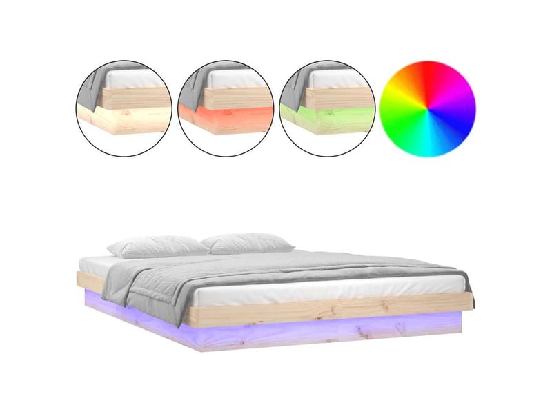  Lit double- lit adulte -  cadre de lit à led sans matelas bois massif  - Conforama A