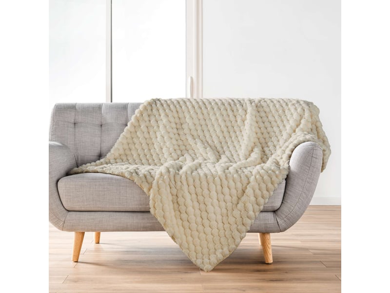  Plaid imitation fourrure , sherpa frosty lin - 180x220cm - lin  - Conforama A