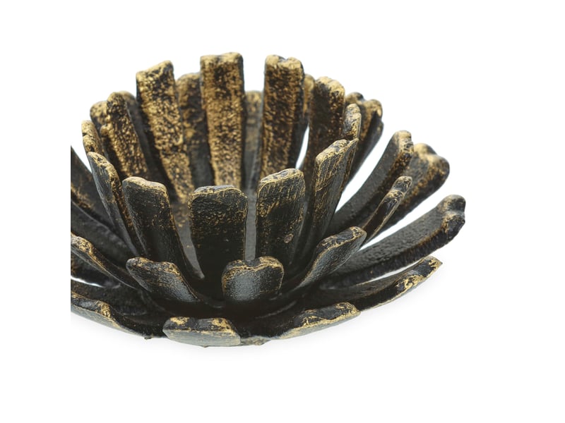  Lot de 2 bougeoirs en forme de fleur pour décoration jardin extérieur ambiance zen 6 x 13,5 cm en fonte noir 13_0012197  - Conforama C