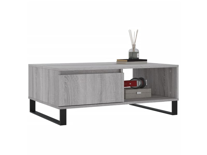  Table basse rectangulaire | table de salon sonoma gris 90x60x35 cm bois d'ingénierie  - Conforama C