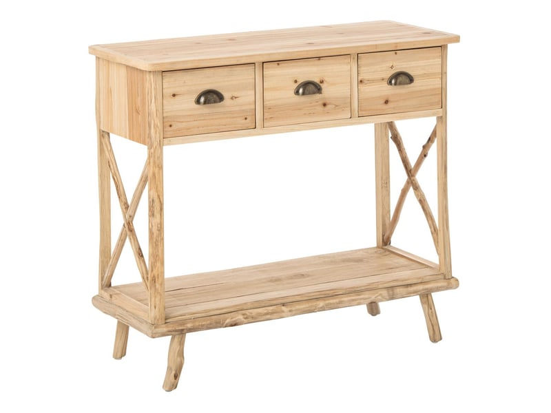  Console en bois 3 tiroirs chamonix 92cm naturel  - Conforama A