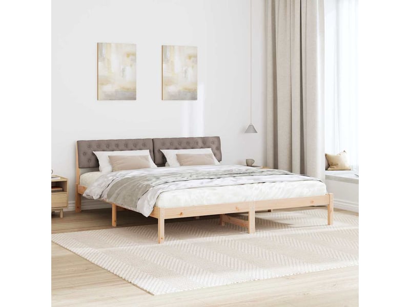  Lit double- lit adulte -  cadre de lit marron et taupe 180 x 200 cm bois massif en pin  - Conforama C