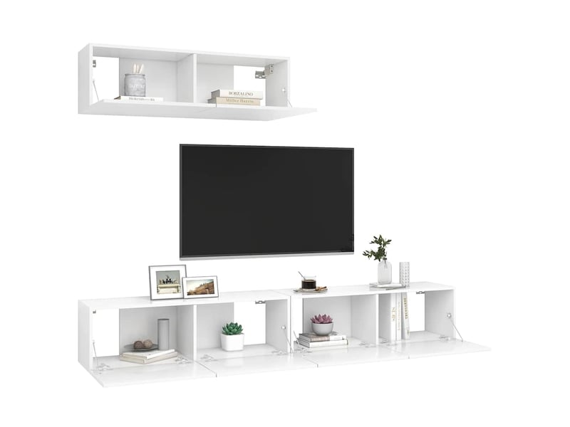  Meubles tv - banc tv - meuble de rangement 3 pcs blanc bois d'ingénierie  - Conforama E
