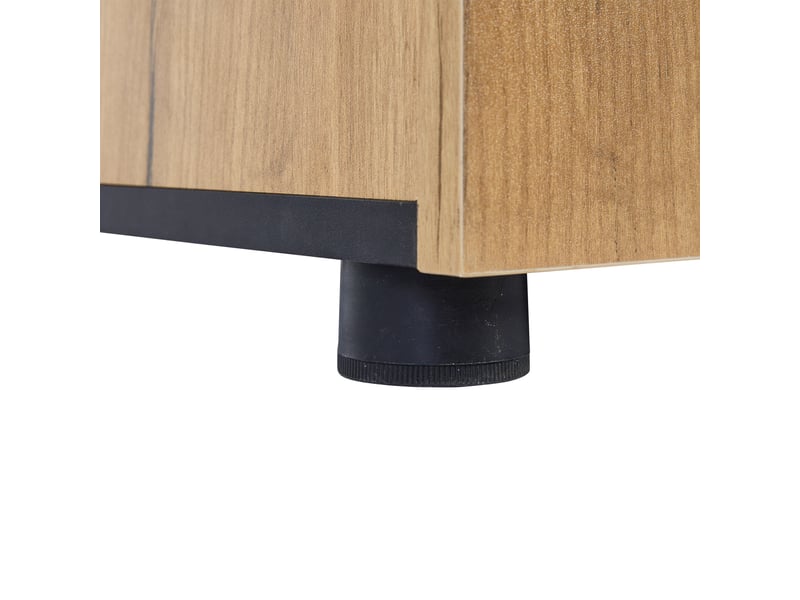  Buffet de cuisine 140x40x80 cm, meuble bas avec 3 tiroirs et porte, idéal pour cuisine, salle à manger ou entrée, noir marron  - Conforama W