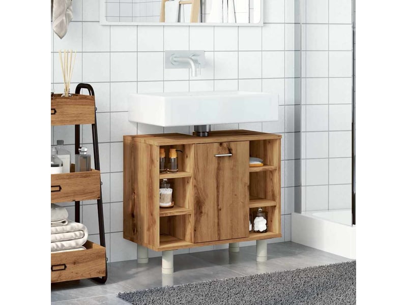  Armoire de salle de bain, meuble de rangement chêne artisanal 60x32x53.5 cm  - Conforama D